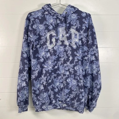 Gap x LoveShackFancy Sudadera Mujer Mediana Alta Azul Floral Logo Sudadera con Capucha Algodón Foto 1 de 4