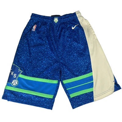 Pantalones Cortos Nike Milwaukee Bucks NBA Talla L/14-16 Azul Swingman 2023-2024 Edición City Foto 1 de 4