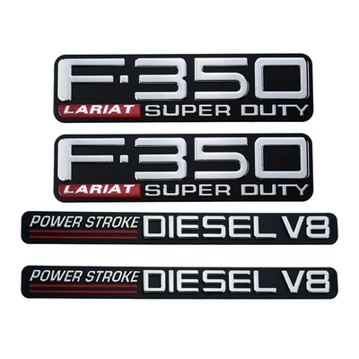 Kits de 4 piezas emblema de placa de puerta de guardabarros para camioneta F350 Larait Superduty V8 Foto 1 de 2
