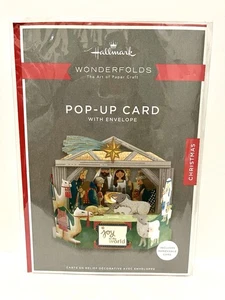 Hallmark Wonderfolds Pop-Up Holiday Joy to the World Biglietto Natività con Busta - Foto 1 di 2