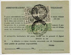Pacchi Postali Lire 4 "Fregio" coppia + P.P. n. 31 utilizzati interi su avviso - Picture 1 of 1