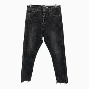Levi's Wedgie Skinny Jeans Gr. 31 schwarz Stone Wash Knopfleiste roher Saum hoher Bund - Bild 1 von 5