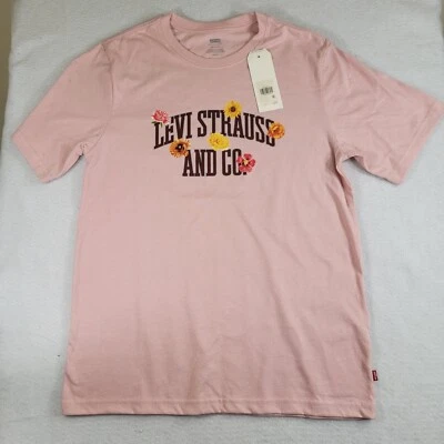 Levi's Flowers Floral T Shirt Size S Loose Fit Pink Rose Sunflower Tulips  - Image 1 of 4