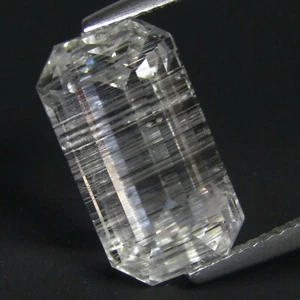 10,34 quilates más raro natural increíble topacio blanco corte esmeralda con gema de aguja "VDO" - Imagen 1 de 2
