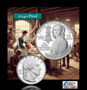 2024-S American Women Quarters Proof / 25c / Dr. Mary E. Walker / Deep Cameo Gem - Bild 1 von 3