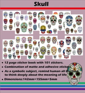 ⭐ New Special ⭐ 100 Stück Stickerbomb Book / Skull Totenkopf Muerto Cráneo - Bild 1 von 11