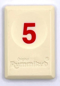 Rummikub Tile Red 5 Game Replacement Piece Smooth Number Engraved Back Pressman - Picture 1 of 2