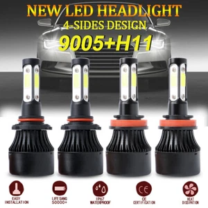 Durable 4 Sides 9005 H11 LED Headlight 3200W 500000LM Hi/Lo Beam White 6000K - Picture 1 of 9