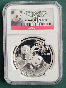 2013 CHINA coin 1 oz 0.999 silver official mint medal PANDA Berlin WMF NGC PF70 - Picture 1 of 2