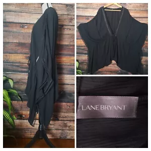 Lane Bryant Cover Piece Plus One Size Caftan Style Black Rayon Drawstring Womens - Picture 1 of 9