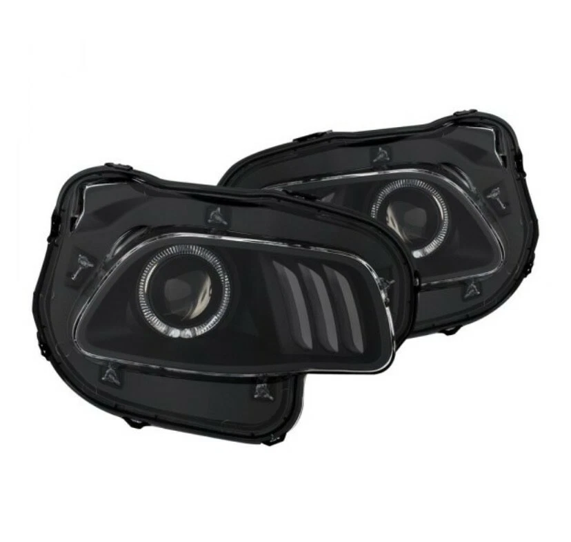 Anzo® - Black LED DRL Bar Halo Projector Headlights 2014-2018 Jeep Cherokee L/R - Image 1 of 4