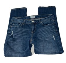 Aeropostale Bayla Skinny Crop Denim Capris Junior Sz 9/10 Distressed Medium Wash