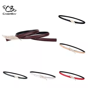 Cinturones de cuero genuino ultra suaves para mujer hebilla de aleación dorada con forma de hoja de estrás - Imagen 1 de 18