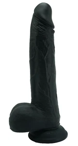 Dildo Vibrator Sexspielzeug Stoßen wie echt Penis Saugnapf Silikon Schwarz warm - Bild 1 von 12