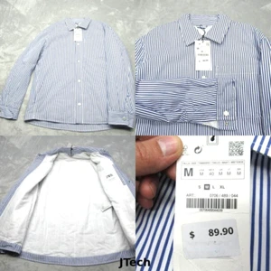 Zara Shirt Jacket Mens Medium Blue Striped Lined Pockets Pearl Snap Front NWD * - Picture 1 of 18