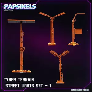 Cyber Terrain - Street Lights - Set of 4 | DnD Miniatures | Tabletop Gaming| - Picture 1 of 1