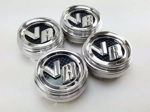 Center Caps Hub Silver Chome Logo VR Size 62mm. Cover Cars Wheels Racing Sports - Picture 1 of 9