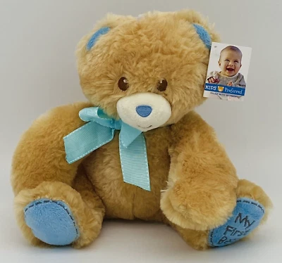 NWT Stuffed Toy Blue Plush Baby Toy Teddy Bear My First Bear Gift Wrapped 8" - Image 1 of 4