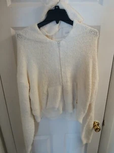 Skims Teddy Cropped Jacket Womens 4X/5X Bone Cozy Soft Zip Up AP-HOD-0395 G73-32 - Picture 1 of 3