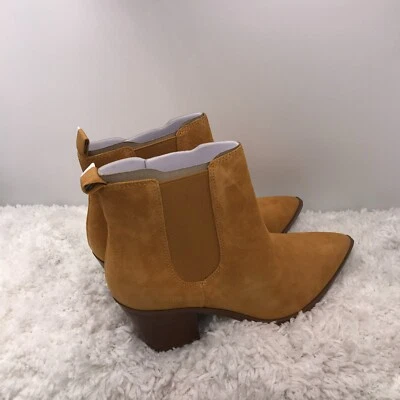 Nine West Shoes Womens 8M Ankle Boots Block WYLLIS Brown Mustard Suede Slip-on - Image 1 of 4