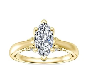 2 .20 Ct Marquise IGI Certified Lab Grown Diamond Ring For Her  14K Yellow Gold - Picture 1 of 9