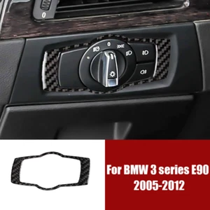 Black Carbon Fiber Car Headlight Switch Frame Trim Sticker For BMW 3 E90 E92 05+ - Bild 1 von 7