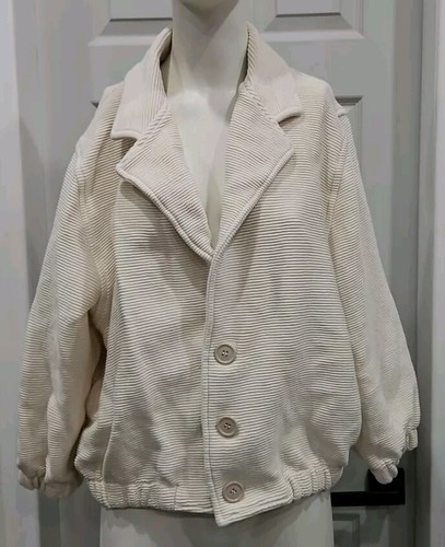 OFF WHITE Maglione cardigan vintage American Apparel maniche a 3 4 OSFM bianco osso off