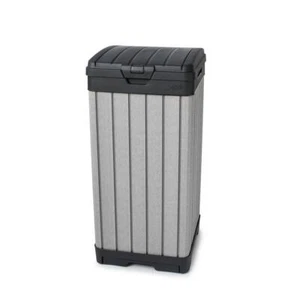 Keter Indoor Trash Cans Rockford Outdoor Waste Bin Gray/Black Durable Square - Picture 1 of 5