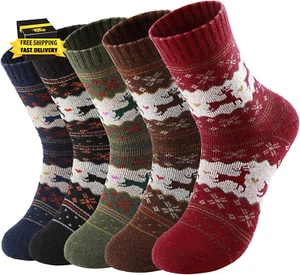 Wool Socks for Women 5 Pairs Winter Socks for Women Cold Weather Thick Cozy Knit - Picture 1 of 7
