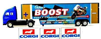 Corgi 59519 VOLVO Truck & CADBURY'S BOOST YAMAHA BIKE RACE TRANSPORT Trailer GC - Image 1 of 4