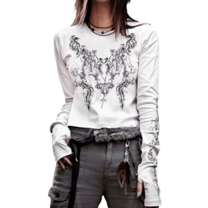 90s Vintage E-girl Emo Y2K Grunge Graphic T-shirt Women Harajuku Goth Punk Tee - Picture 1 of 16