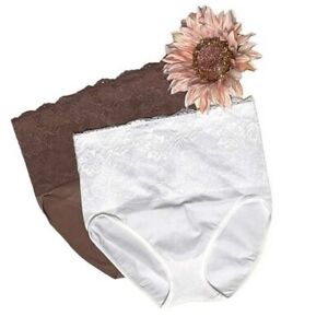 Rhonda Shear Cotton Blend Ahh Panty w/Lace 2 pk  X LARGE