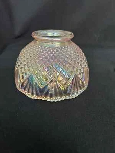 LE Smith Glas rosa irisierende Feenlampe 7524 Schirm Diamant Fächer Nägel sehr guter Zustand - Bild 1 von 11