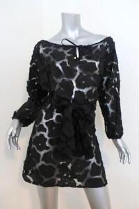 Letarte Lace Long Sleeve Cover Up Dress Black Size Extra Small NEW