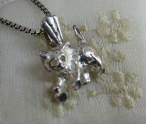 Vintage Sterling Silver 925 Kitty Cat w/ Ball Pendant 20" Necklace