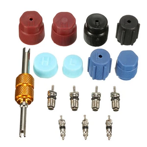 16PACK A/C Valve Core Kit AC System Cap & Valve Stem Cores Seal Remover Tool - Picture 1 of 8