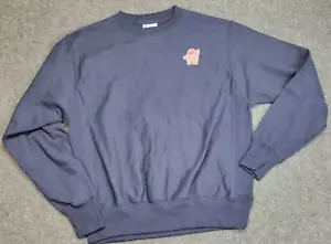 Maglione girocollo uomo vintage Champion blu medio tessuto rovesciato nerd Wonka Y2K - Foto 1 di 9