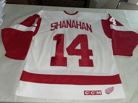 Adult Xl Brendan Shanahan CCM Jersey Detroit Red Wings Clean White mic Vtg 90s Cover