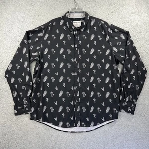 International Report Shirt Mens XXL Black Pineapple Skull Palm 4 Way Stretch - Picture 1 of 8