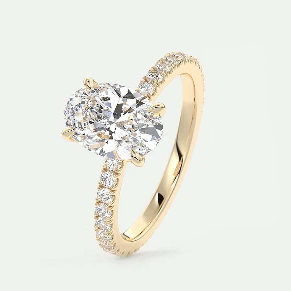 18k Yellow Gold Semi Mount Setting Ring Oval Diamond 0.50 Carat Solid Size 6 7 8 - Image 1 of 4