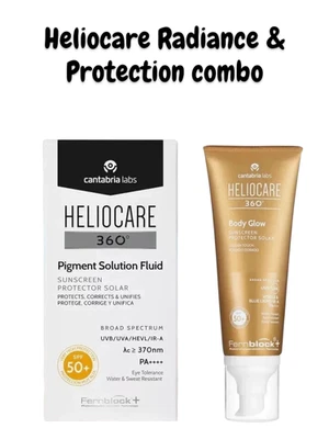 Heliocare 360 Water Gel SPF50+ & Body Glow SPF50+ Combo | Radiance & Protection - Image 1 of 4