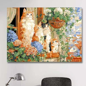 Floral Cats Digital Oil Painting,Easy DIY Drawing Paintwork for Home Wall Decor≌ - Picture 1 of 15