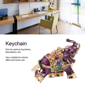 (Purple)Keychain Exquisite RhinestoneEncrusted Elephant Car Bag Pendant For Girl - Picture 1 of 12