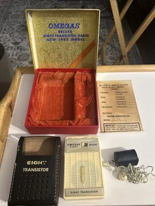 Vintage 1962 Omegas Deluxe 8 Eight Transistor Radio 1960s Clean W/box Parts READ - Picture 1 of 22