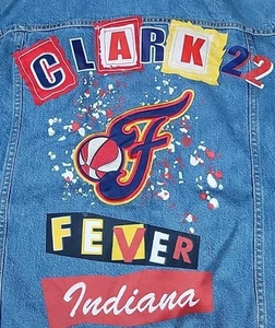 Caitlin Clark WNBA Indiana Fever Denim Jean Jacket Women’s Licensed-XL NWT - Picture 1 of 14