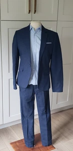 Boys 3-Piece Linen Suit Navy H&M 12/13 + Baby Blue Saks Shirt Dressy Set - Picture 1 of 13