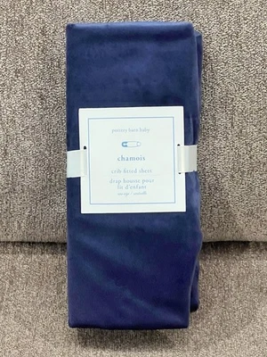 NUEVA Sábana Ajustable Pottery Barn Niños Gamuza Cuna, Azul Marino, ¡Rara! Foto 1 de 2