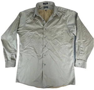 Arrow Dress Shirt Mens M (15) Fitted Solid Sateen Point Collar Casual Dress Top - Picture 1 of 13