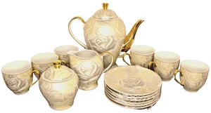 Alpine Cuisine 17 Pc Fine Porcelain Design Germany Aramco Imports Gold Silver - Picture 1 of 18