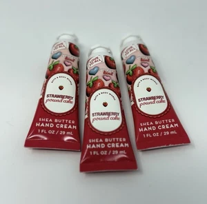 Menge 3 NEU Bath & Body Works Erdbeere Pfund Kuchen Handcreme Lotion 1 Oz. - Bild 1 von 3